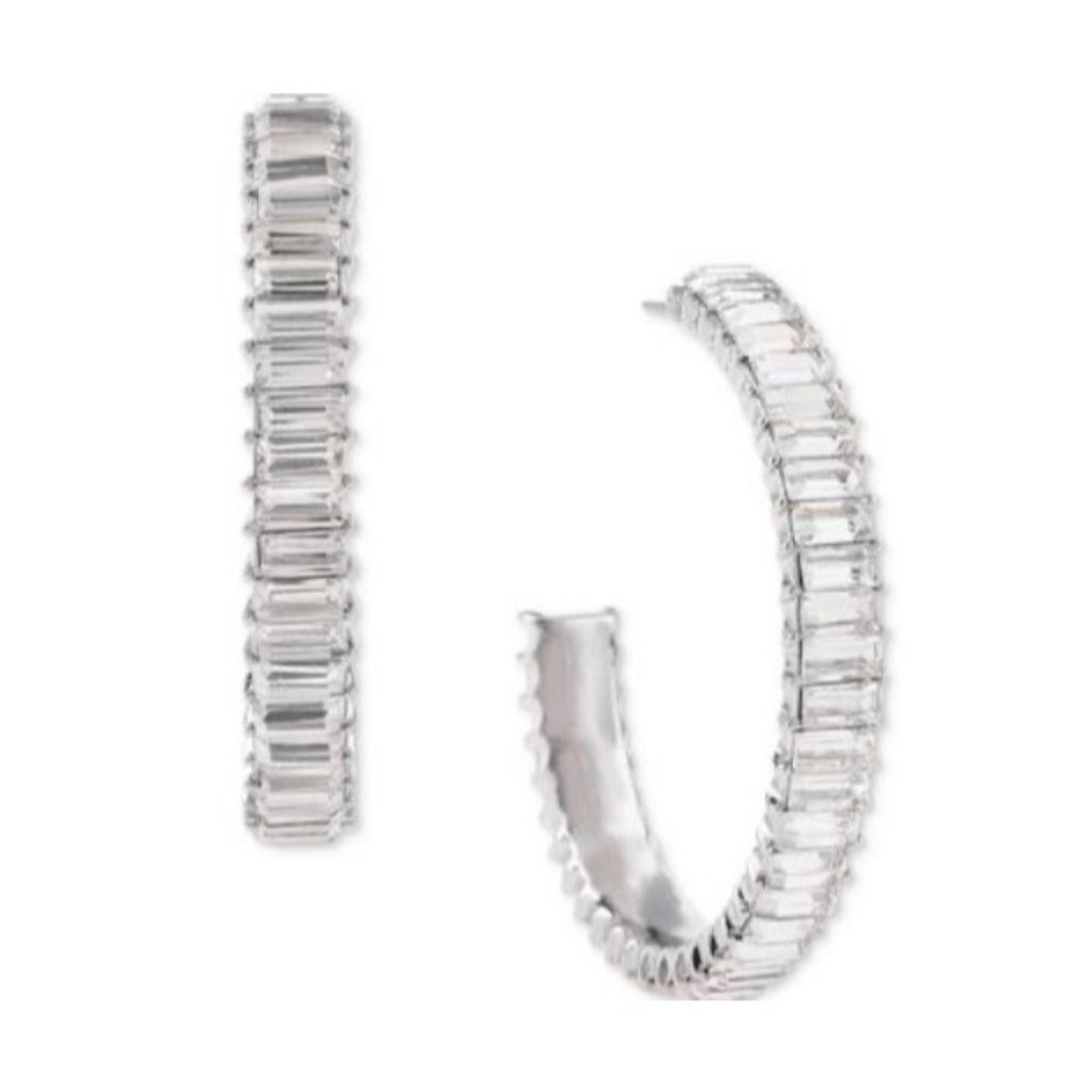 Inc Medium Baguette-Crystal C-Hoop Earrings New